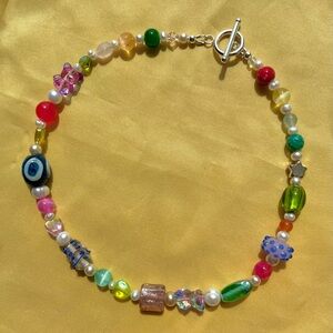 Handmade Pearl and Gem Beaded Necklace